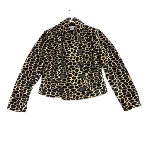 Mythology Animal Print Faux Fur Jacket Coat Size 6 Double Breasted Boho Mob Wife